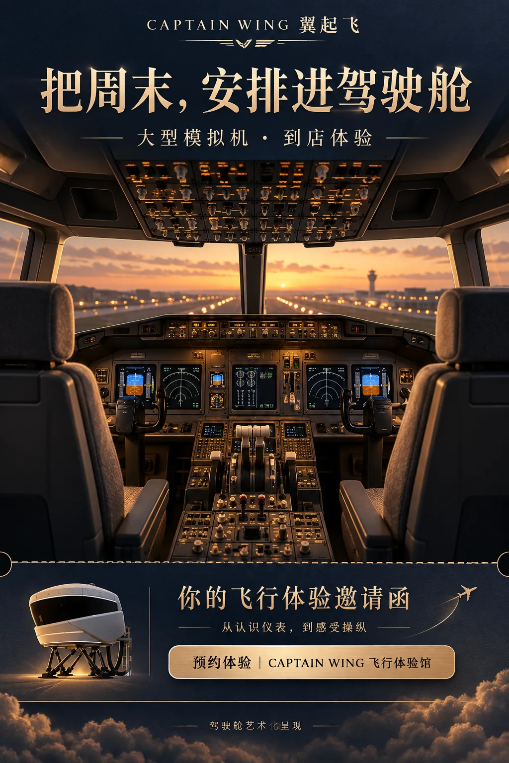 把周末安排进驾驶舱，大型模拟机体验海报
