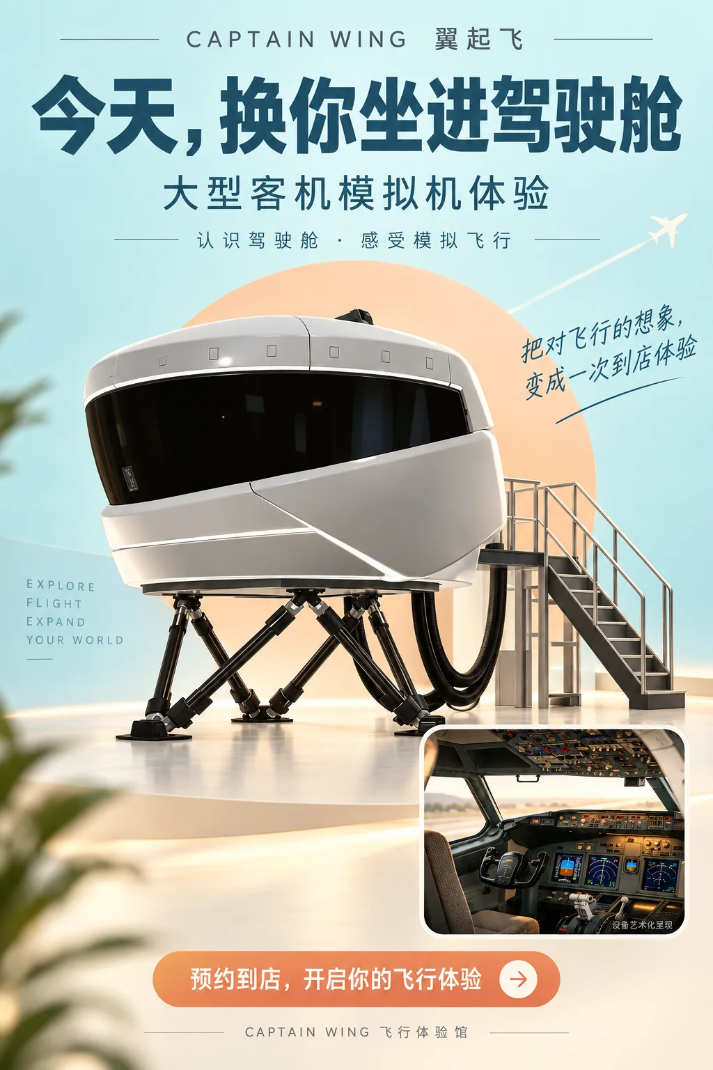 大型客机全动模拟机体验海报