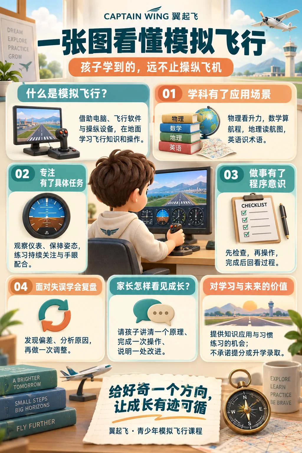 一张图看懂模拟飞行学习价值海报